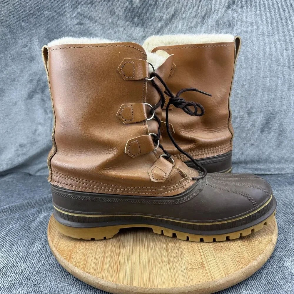 Vintage Sorel Scout Boots Mens Size 9 Brown Leather Waterproof Insulated Canada